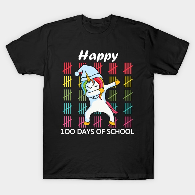 Happy 100th Day Of School Dabbing unicon T-Shirt by madani04